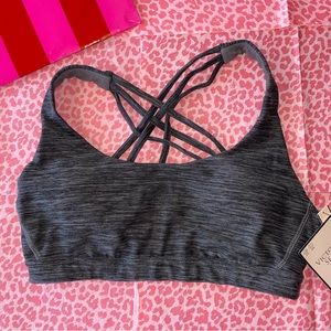 Victoria's Secret Sports Bra Essential Strappy Back Bralette Gray Size Small
